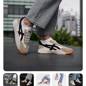 Stylish Women's Sneakers - Tan and Black